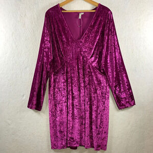 ASOS Womens Velvet Babydoll Dress Sz 14 Purple Whimsigoth Stretch Party‎ Event